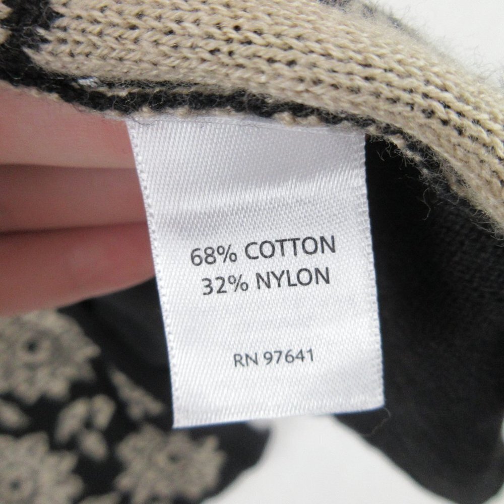 J. Jill Floral Knit Cardigan Size XL Intarsia Black and Cream - Picture 5 of 10